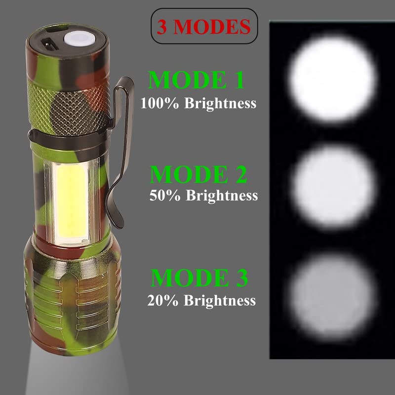 Care4 Care 4 LED Small Metal Pocket Torch Light | Emergency Light for Home Rechargeable Military Flashlight, 140 Lumens - Image 3