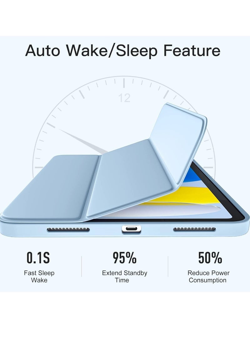 ELTRAZONE Compatible with iPad 10th Generation Case (10.9-Inch, 2022) | Slim Trifold Stand Protective Cover with Pencil Holder | Auto Sleep/Wake Function | Soft TPU Back | Shockproof, Lightweight & Durable Tablet Case SKY BLUE - Image 5