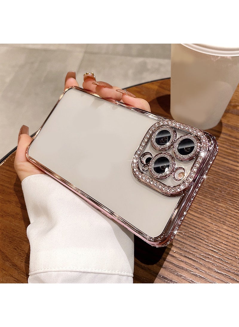 iPhone 15 Pro Max Case Cover Glitter Luxury Bling Diamond Back Cover For Women Girls Clear Soft TPU With Camera Len Protector Anti-scratch Shockproof Mobile Phone Accessory For 15 Pro Max - Image 4