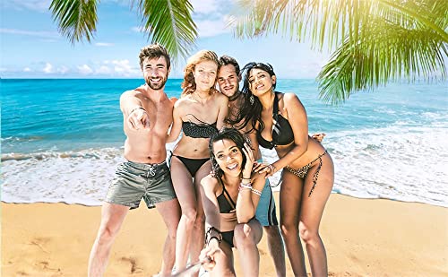 Leowefowa 3x2m Sea Beach Backdrop Seaside Sand Beach Sea Wave Tropical Palm Leaf Photography Backdrops for Photo Shoots Holiday Party Adult Personal Portrait Photo Background Studio Props - Image 4