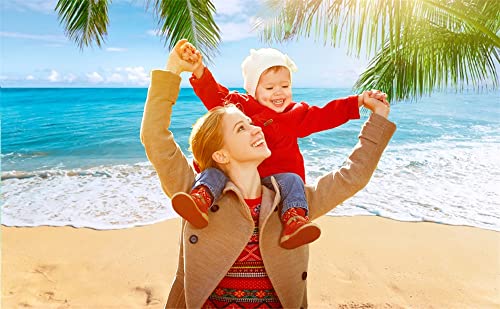 Leowefowa 3x2m Sea Beach Backdrop Seaside Sand Beach Sea Wave Tropical Palm Leaf Photography Backdrops for Photo Shoots Holiday Party Adult Personal Portrait Photo Background Studio Props - Image 5