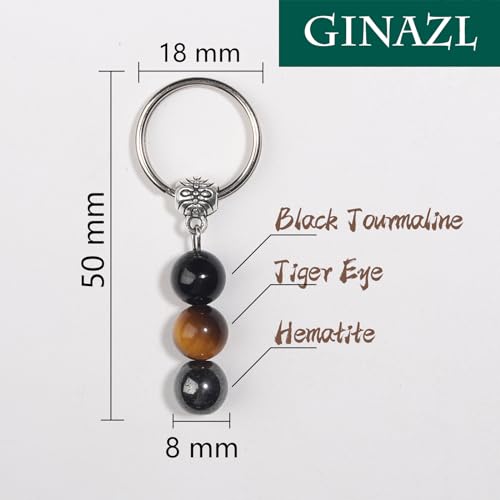 GINAZL Protection Keychain for Women, Protection Crystals Natural Energy Healing Crystal Beaded Keychain Chistmas Valentines day Birthday Gift for Friends Women Men(PT) - Image 2