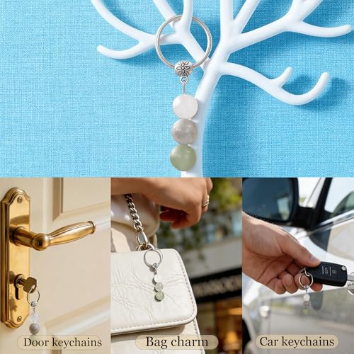 GINAZL Protection Keychain for Women, Protection Crystals Natural Energy Healing Crystal Beaded Keychain Chistmas Valentines day Birthday Gift for Friends Women Men(PT) - Image 5