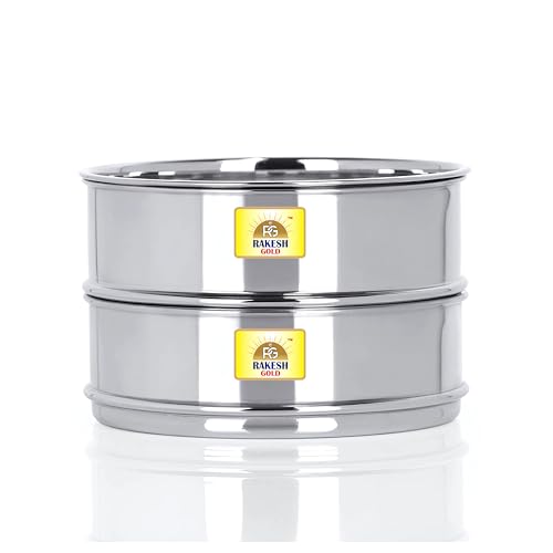 Rakesh Gold Stainless Steel Cooker Container/Cooker Separator | Stainless Steel, Stackable, Food Grade, Rust-Free, Easy to Clean (cooker separator, Suitable for 2 Liter Outer lid Cooker) - Image 1