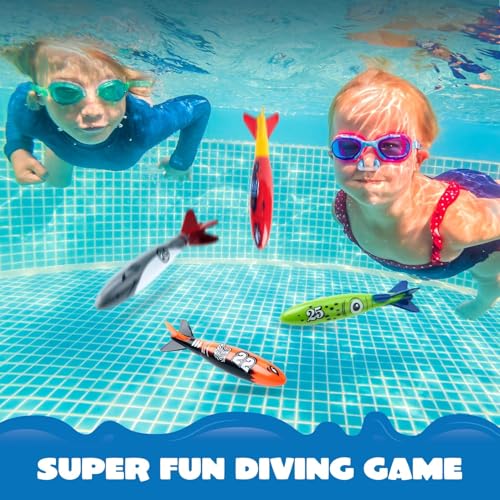 INIMAGINE 4 Pcspool Toys, Beach Toys,for Kids – Colorful Sinkable Torpedo for Pool Dive Training, Family-Friendly Water Sports Accessories - Image 4