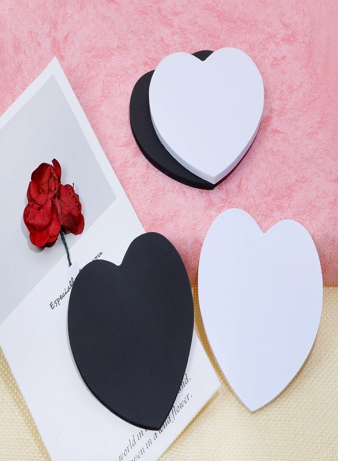 Mini Skater Black & White Kraft Paper Sticky Notes Heart Shaped Self-Stick Blank Book Tabs Paper Markers Sticky Notes Pad Index Sticker for Home Office Remark Planner (4) - Image 3