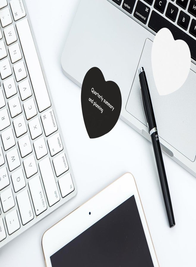 Mini Skater Black & White Kraft Paper Sticky Notes Heart Shaped Self-Stick Blank Book Tabs Paper Markers Sticky Notes Pad Index Sticker for Home Office Remark Planner (4) - Image 5