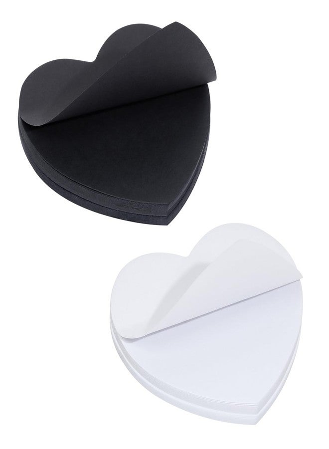 Mini Skater Black & White Kraft Paper Sticky Notes Heart Shaped Self-Stick Blank Book Tabs Paper Markers Sticky Notes Pad Index Sticker for Home Office Remark Planner (4) - Image 1