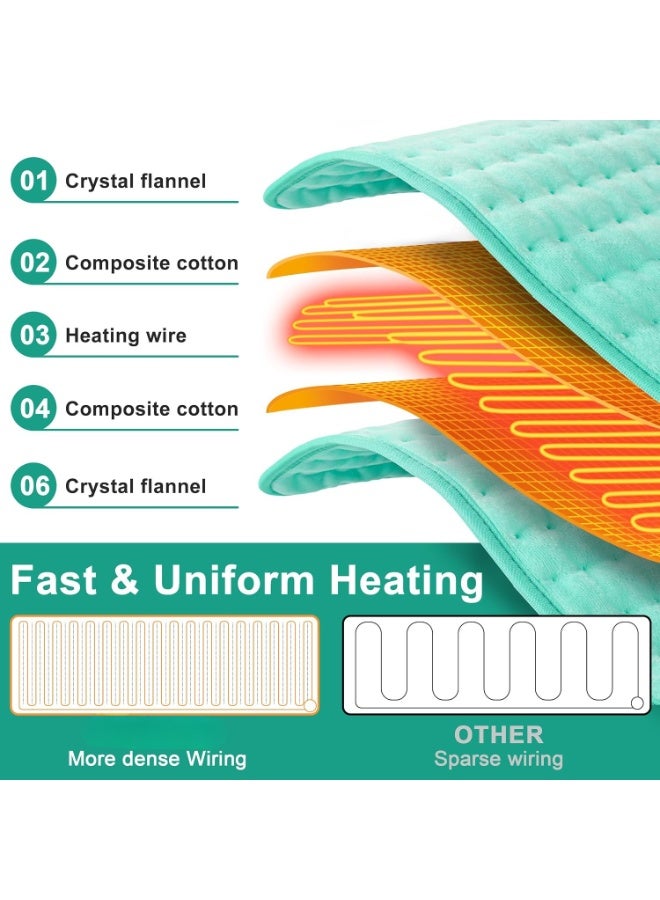 Electric Heating Pad with Moist & Dry Heat, 6 Temperature Levels, 4 Timer Settings, Soft Washable Heat Pad for Home Use - Image 3