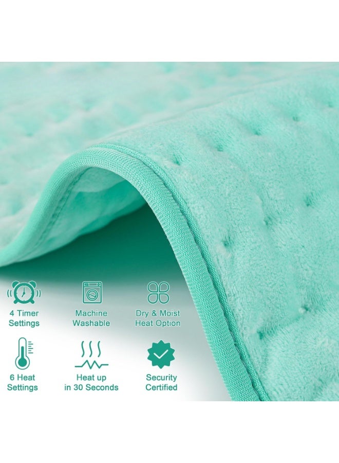Electric Heating Pad with Moist & Dry Heat, 6 Temperature Levels, 4 Timer Settings, Soft Washable Heat Pad for Home Use - Image 2