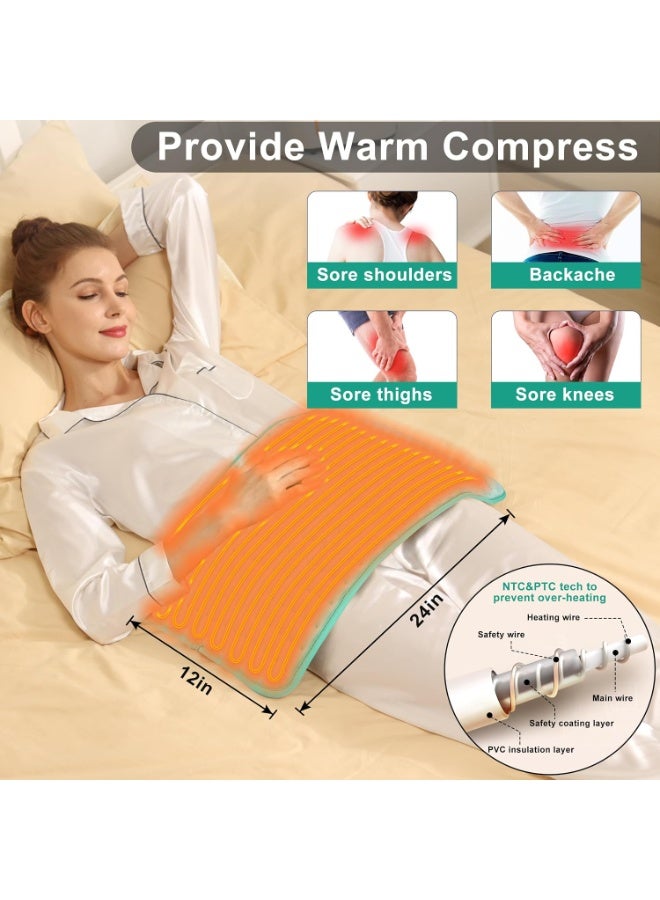 Electric Heating Pad with Moist & Dry Heat, 6 Temperature Levels, 4 Timer Settings, Soft Washable Heat Pad for Home Use - Image 5
