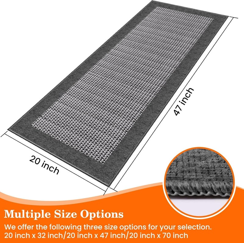 StepRite Kitchen Rugs, Kitchen Mats for Floor, 47"x20" Non-Slip Machine-Washable Kitchen Throw Rug, Absorbent Kitchen Runner Rugs Office, Kitchen Sink Standing Desk Mat, Kitchen Decor Carpet, Grey - Image 2