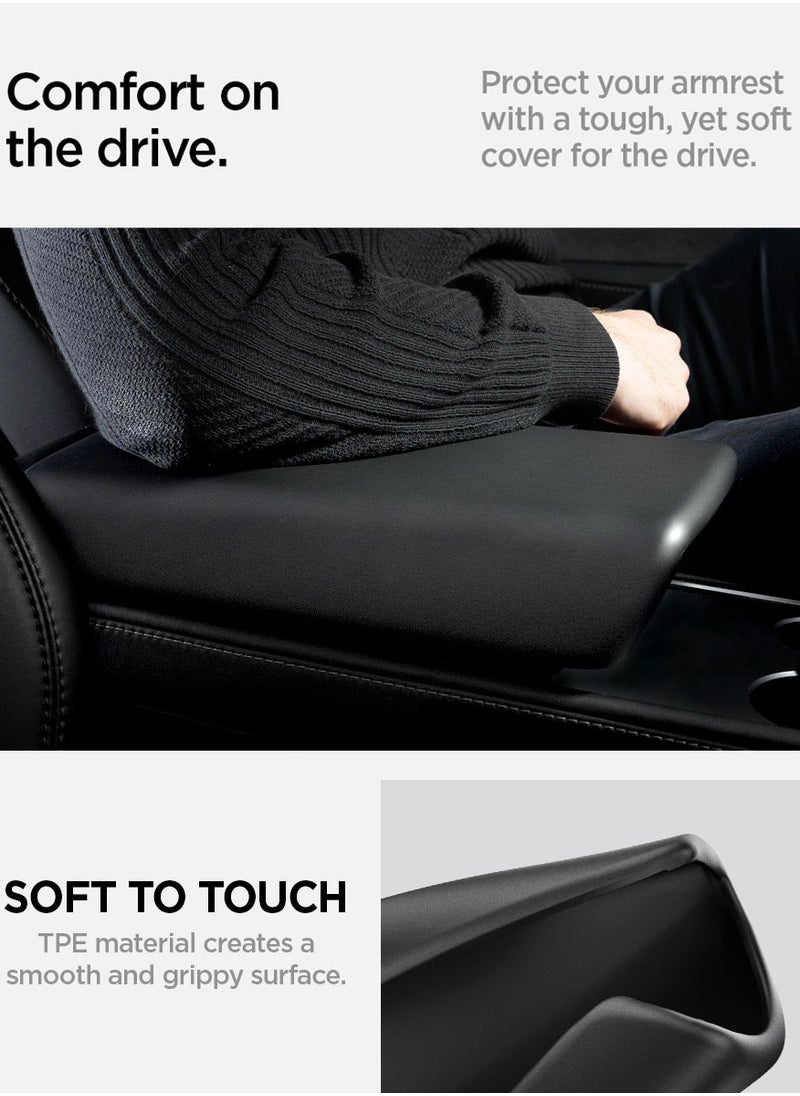 Spigen - Armrest Cushion Cover for Tesla Model 3 (2024) Highland Center Console with EZ Snap On Install - Black - Image 1