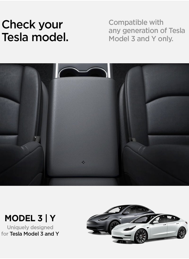 Spigen - Armrest Cushion Cover for Tesla Model 3 (2024) Highland Center Console with EZ Snap On Install - Black - Image 1