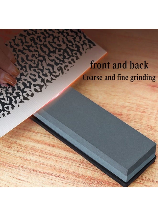 حجر شحذ - حجر شحذ مزدوج الجوانب بسطح خشن وناعم ومقاوم للتآكل - مثالي لشحذ السكاكين والمقصات والفؤوس والمجارف والأدوات للاستخدام المنزلي والمطبخ والاستخدام الخارجي - Image 3