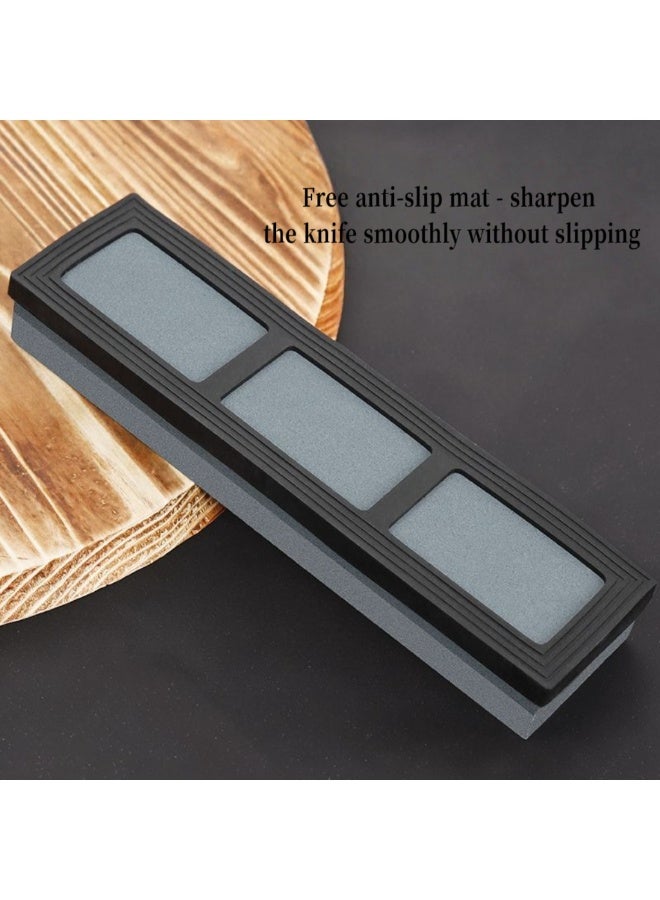 حجر شحذ - حجر شحذ مزدوج الجوانب بسطح خشن وناعم ومقاوم للتآكل - مثالي لشحذ السكاكين والمقصات والفؤوس والمجارف والأدوات للاستخدام المنزلي والمطبخ والاستخدام الخارجي - Image 4