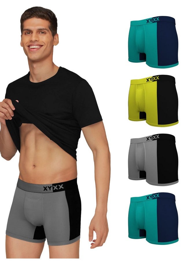 XYXX XYXX Men's Underwear Dualist IntelliSoft Antimicrobial Micro Modal Trunk Pack of 5 (Steel Grey & Black ; Navigate & Black Iris ; Navigate & Black Iris ; Lime Punch & Black ; Steel Grey & Black; M)  - Image 1