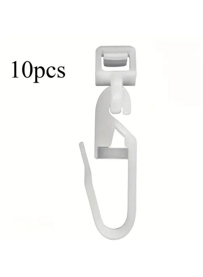10pcs White Plastic Curtain Track Rollers Smooth Gliding Hooks Durable PVC Material Easy Installation - Image 2