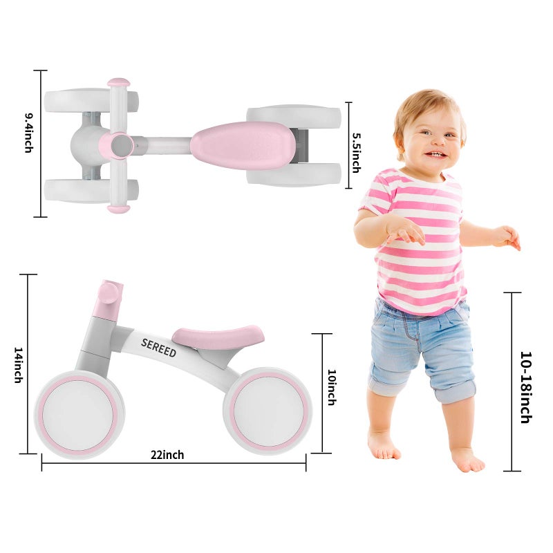 SEREED Baby Balance Bike Toys for 1 Year Old Girl Gifts, Baby Walker, One Year Old Girl Birthday Gifts, 12-24 Months Toddler Balance Bike, First Birthday Gifts, Ride on Toys - Image 2