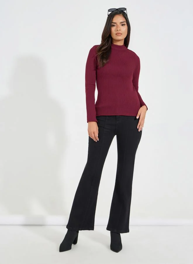 Styli Ribbed Fitted Regular Length High Neck Sweater