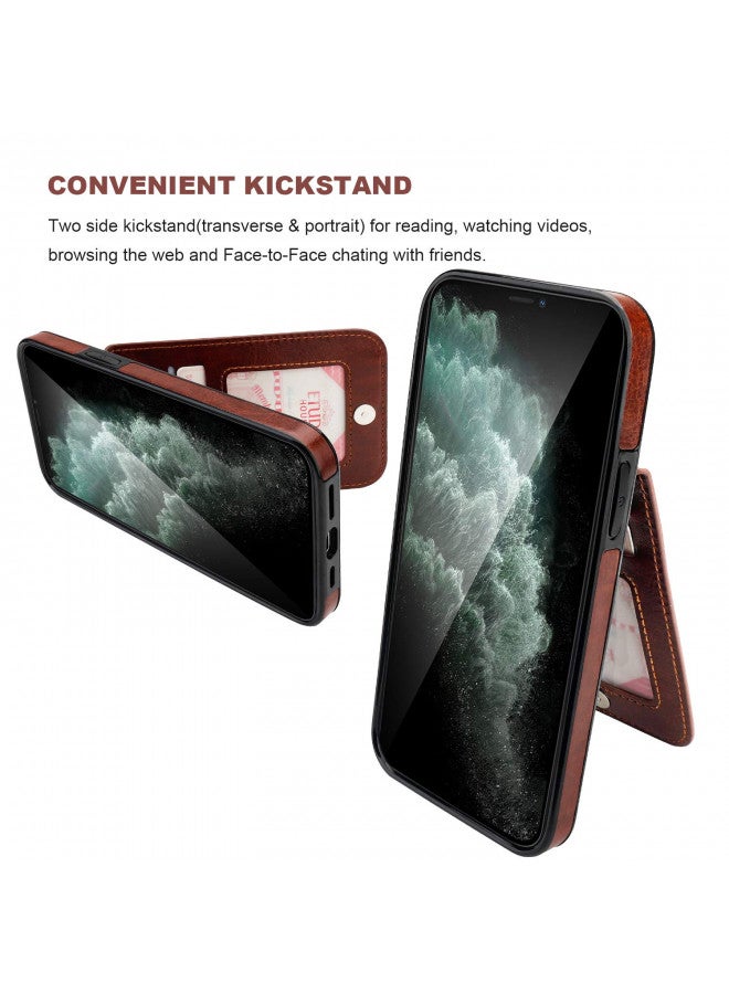 KIHUWEY KIHUWEY Compatible with iPhone 12 Pro Max Case Wallet with Credit Card Holder, Premium Leather Magnetic Clasp Kickstand Heavy Duty Protective Cover for iPhone 12 Pro Max 6.7 Inch(Brown)  - Image 4