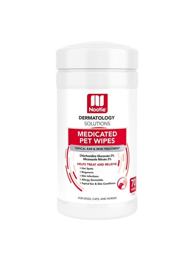 Nootie Medicated Dog Wipes, 2% Chlorhexidine and 2% Miconazole Formulated Pet Wipes for Dogs and Cats - 5"x 6" Size XL Wipes - 70 Count - Sold in Over 10,000 Vet Clinics and Pet Stores Worldwide - Image 1