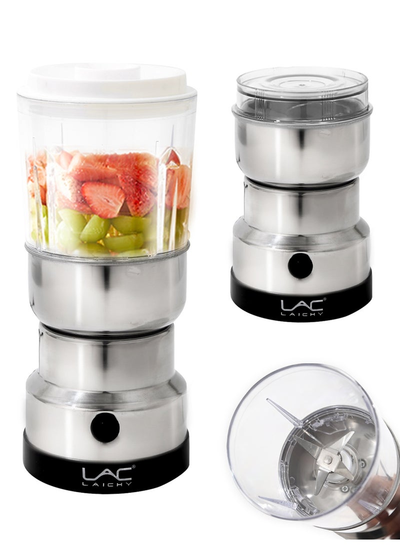 LAC LAICHY 2-in-1 Mini Blender & Coffee Grinder, Electric Food Processor with 2 Cups & Blades, 304 Stainless Steel, for Smoothies, Baby Food, Spices, Nuts - Image 1