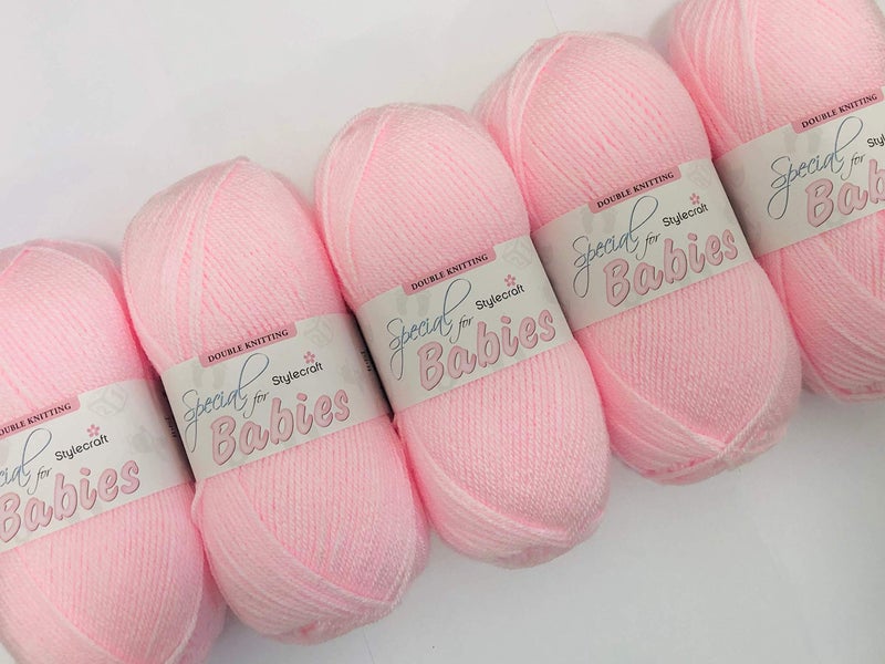 Stylecraft Baby Wool Packs of Five 5 x 100g DK Super Soft Baby Yarn 100 Acrylic Pink
