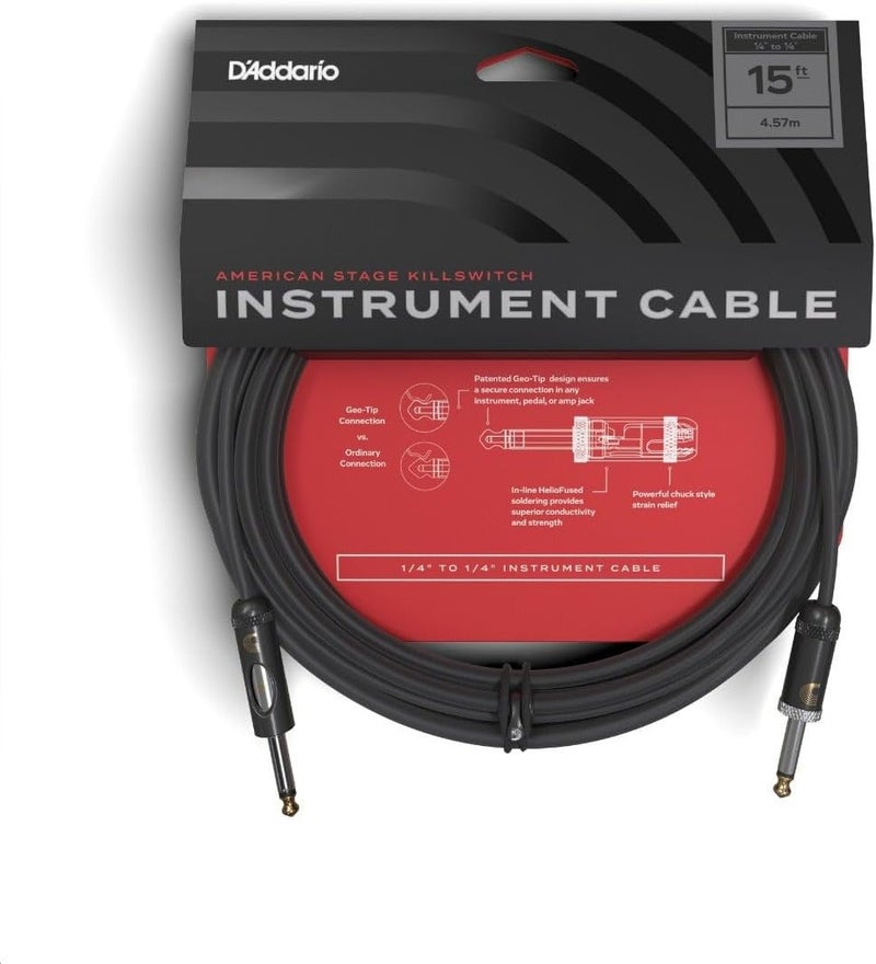 Planet Waves كابل الآلات الموسيقية D'Addario American Stage Kill Switch - 15 قدم - Image 1