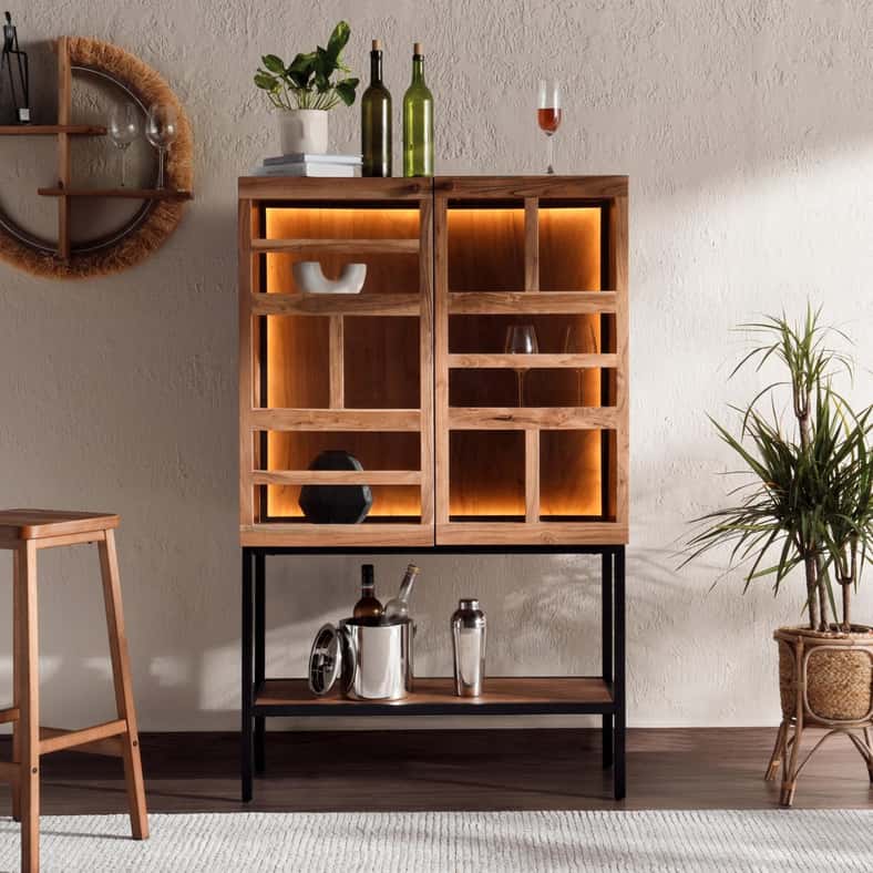 Pan Home MIRAGE BAR CABINET VENEER - NATURAL & BLACK - Image 2