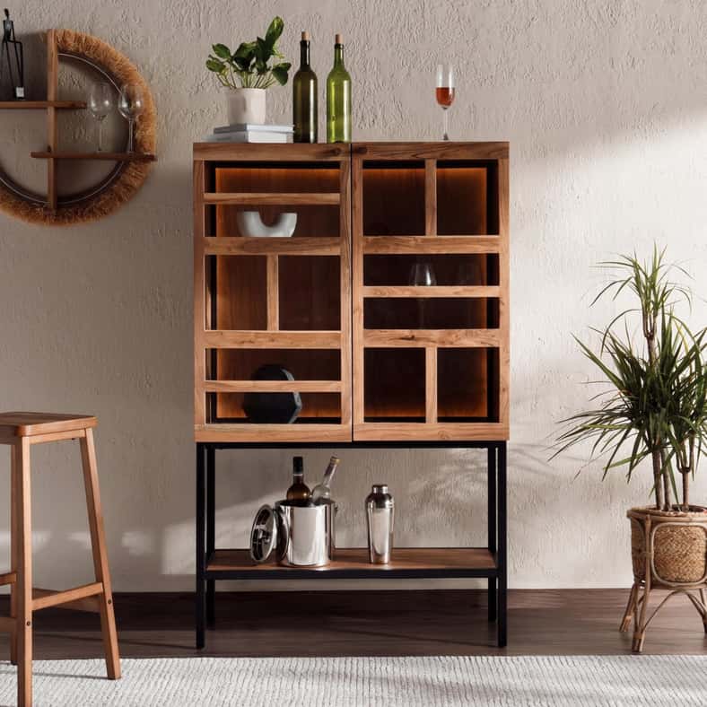 Pan Home MIRAGE BAR CABINET VENEER - NATURAL & BLACK - Image 3
