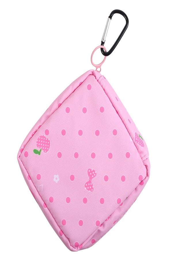 SHOPER ZONE Sanitary Napkin Storage Bag, Portable Coin Purse, Makeup Bag for Women Girls (Pink Strawberry, Cactus, Unicorn, Black Fox, Blue Kitten) - Image 1