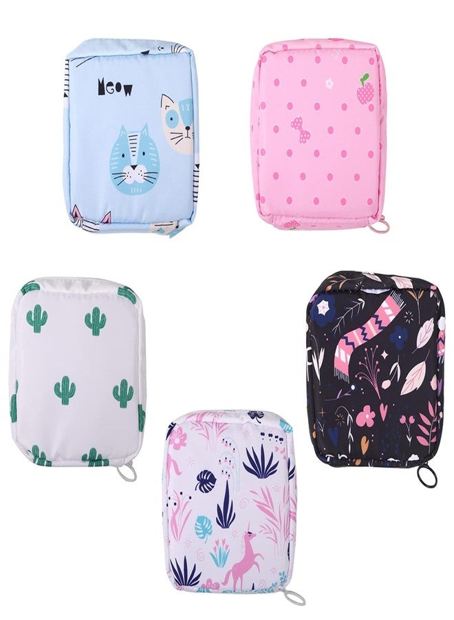 SHOPER ZONE Sanitary Napkin Storage Bag, Portable Coin Purse, Makeup Bag for Women Girls (Pink Strawberry, Cactus, Unicorn, Black Fox, Blue Kitten) - Image 2