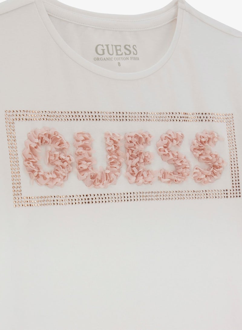 GUESS Kids Slogan Crew neck T-Shirt - Image 3