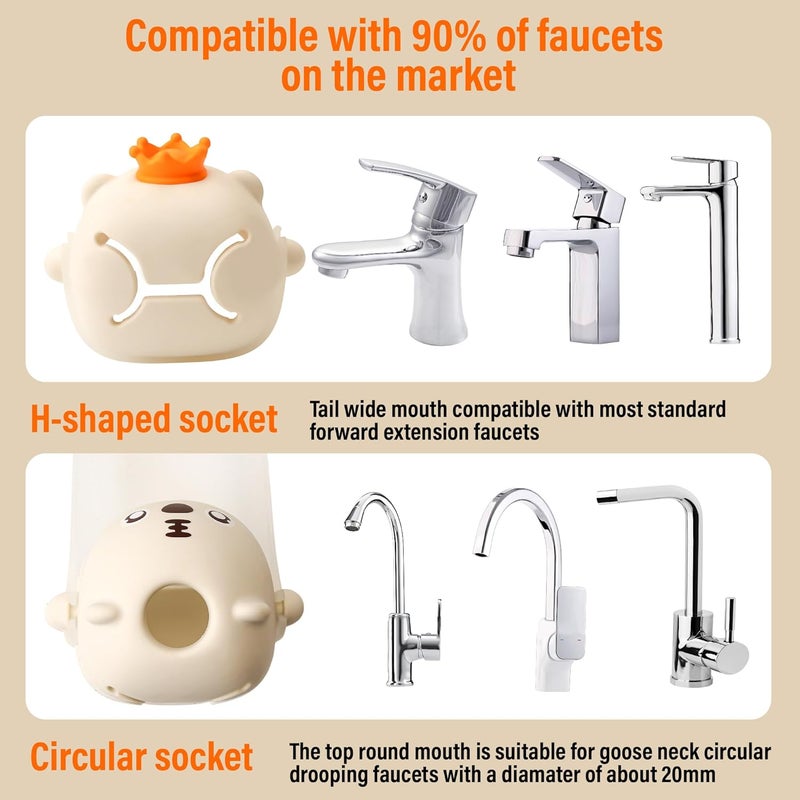 BuleVina 2PCSSet Faucet Handle Extender for Kitchen and Bathtub Sink Tap  Nozzle Hand Wash Helper for Sink  Bathroom Spout Universal Sink Handle Extenders Animal Design White - Image 3