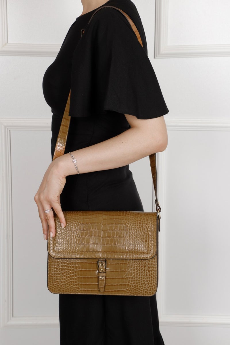 Gönderi(r) Gon Platinum Genuine Leather Medium Size Women's Shoulder Bag Q8254  - Image 1