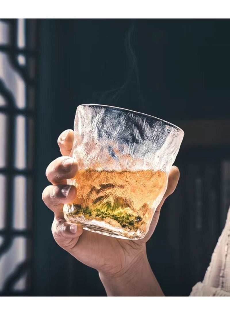 300ml Glass Cup with Ice Pattern - Elegant - For Coffee, Tea & Cold Drinks - Home Use - Image 1