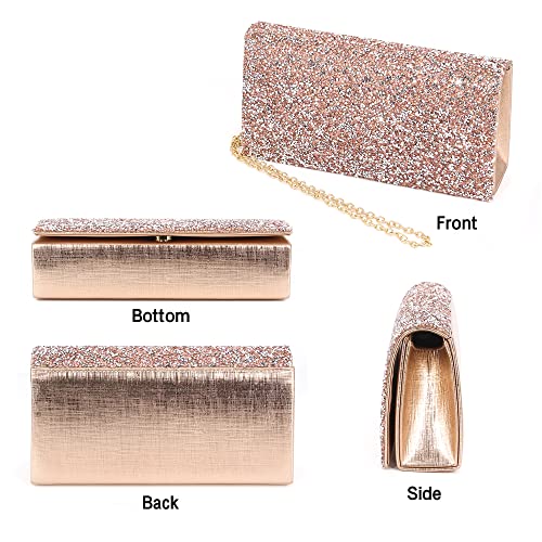 Naimo Bling Shiny Rhinestone Wedding Evening Party Clutch Handbag Purse (Champagne) - Image 5