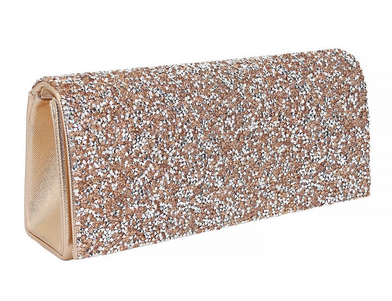 Naimo Bling Shiny Rhinestone Wedding Evening Party Clutch Handbag Purse (Champagne) - Image 1