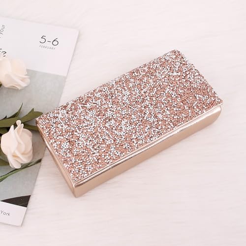 Naimo Bling Shiny Rhinestone Wedding Evening Party Clutch Handbag Purse (Champagne) - Image 4