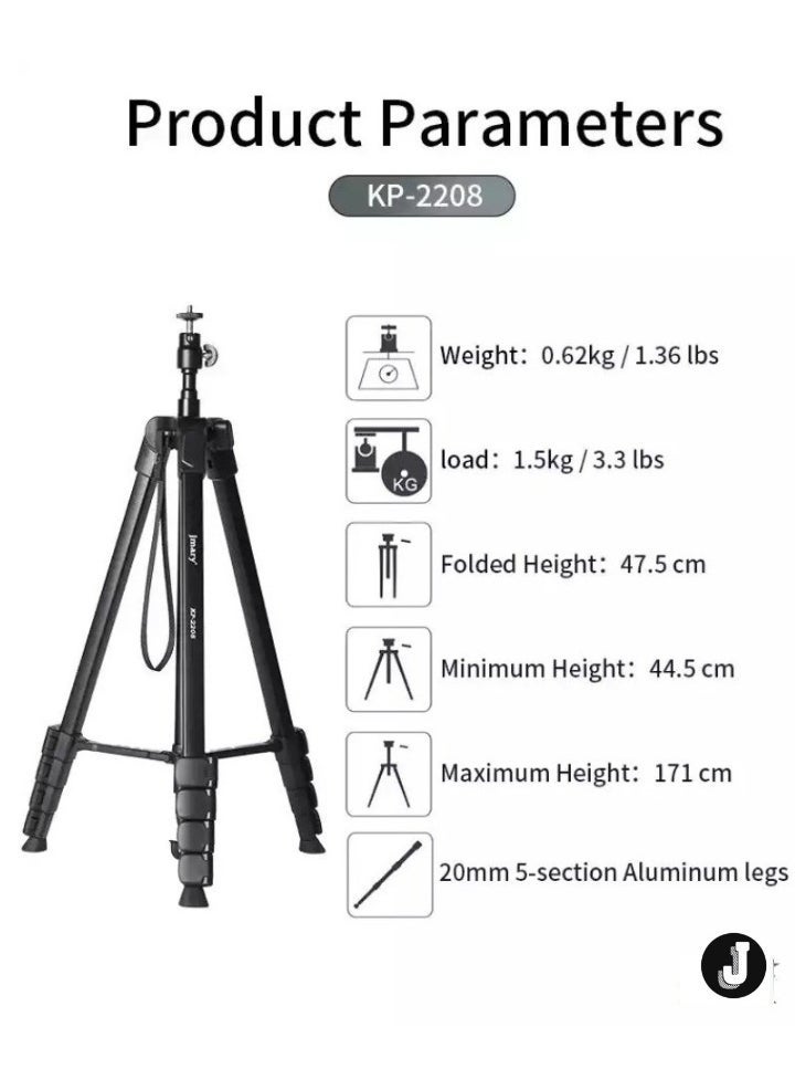 JAJEEK Upgraded Multifunctional Tripod for Mobiles, Ring Lights & Cameras – Perfect for Vlogging, Photography, and Live Streaming, Adjustable, Stable, and Versatile Design - Image 2