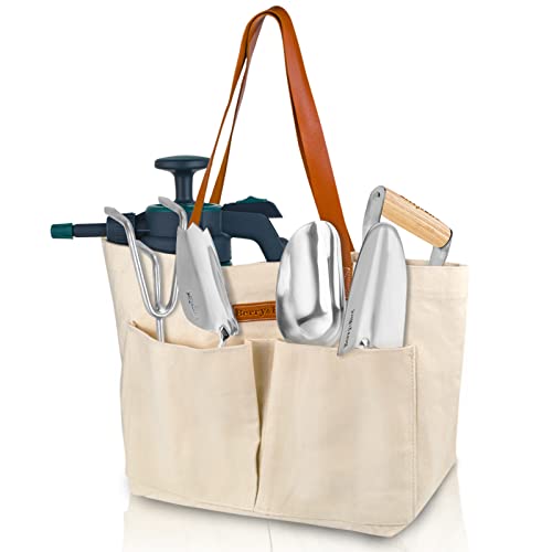 Berry&Bird Garden Tool Bag, Canvas Garden Tote With Pockets, Wear-Resistant Multi-Purpose Tool Storage Bag, Home Organizer Gardening Tool Kit for Indoor and Outdoor Gardening, 21.65" x 7.09" x 13.78" - Image 1