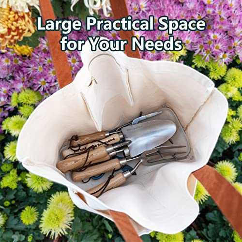 Berry&Bird Garden Tool Bag, Canvas Garden Tote With Pockets, Wear-Resistant Multi-Purpose Tool Storage Bag, Home Organizer Gardening Tool Kit for Indoor and Outdoor Gardening, 21.65" x 7.09" x 13.78" - Image 3