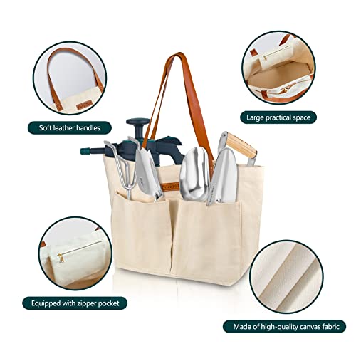 Berry&Bird Garden Tool Bag, Canvas Garden Tote With Pockets, Wear-Resistant Multi-Purpose Tool Storage Bag, Home Organizer Gardening Tool Kit for Indoor and Outdoor Gardening, 21.65" x 7.09" x 13.78" - Image 5