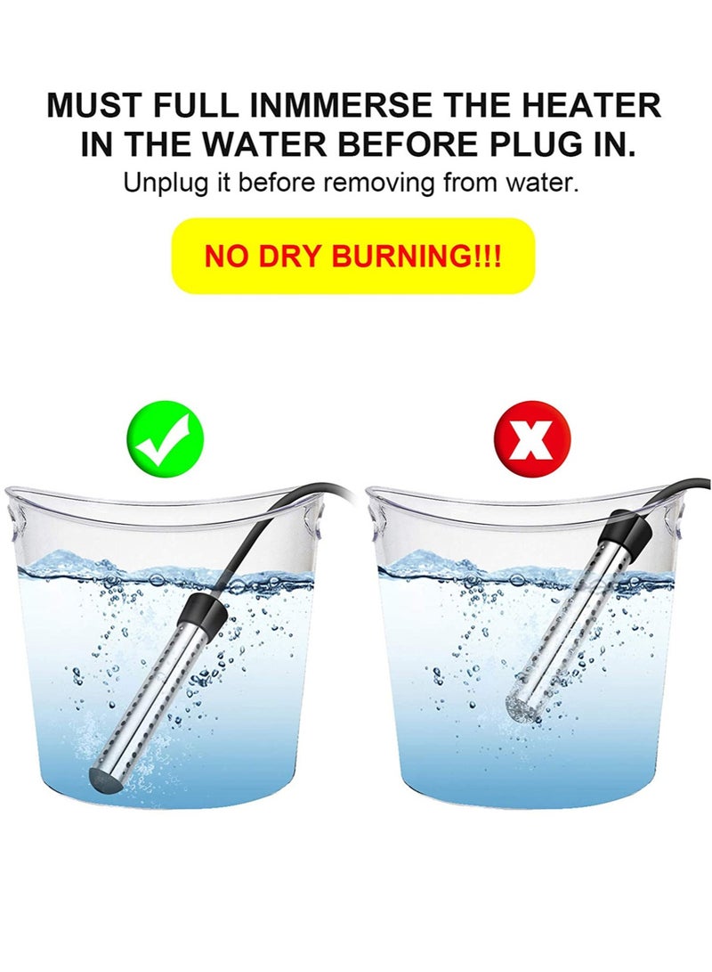 Sisily Immersion Water Heater, 1500W 220V with Timer Auto Shut Off, Digital Thermostat & 304 Stainless Steel Guard, Double Safety Protection Submersible Heater for Bucket, Bathtub, Small Pool (Not for Thermos/Water Kettle) - Image 5