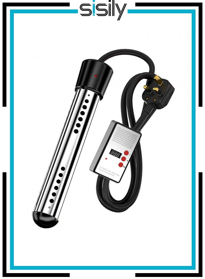 Sisily Immersion Water Heater, 1500W 220V with Timer Auto Shut Off, Digital Thermostat & 304 Stainless Steel Guard, Double Safety Protection Submersible Heater for Bucket, Bathtub, Small Pool (Not for Thermos/Water Kettle) - Image 1