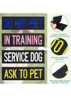 Saintrygo 8 Pieces Service Dog Patches Colorful Dog Vest Harnesses Patches Do Not Pet Vest Patches Ask to Pet for Animal Tactical Harnesses Collars Leashes  - Image 2