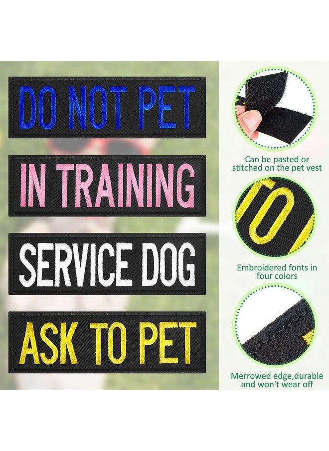 Saintrygo - 8 Pieces Service Dog Patches Colorful Dog Vest Harnesses Patches Do Not Pet Vest Patches Ask to Pet for Animal Tactical Harnesses Collars Leashes - Image 1