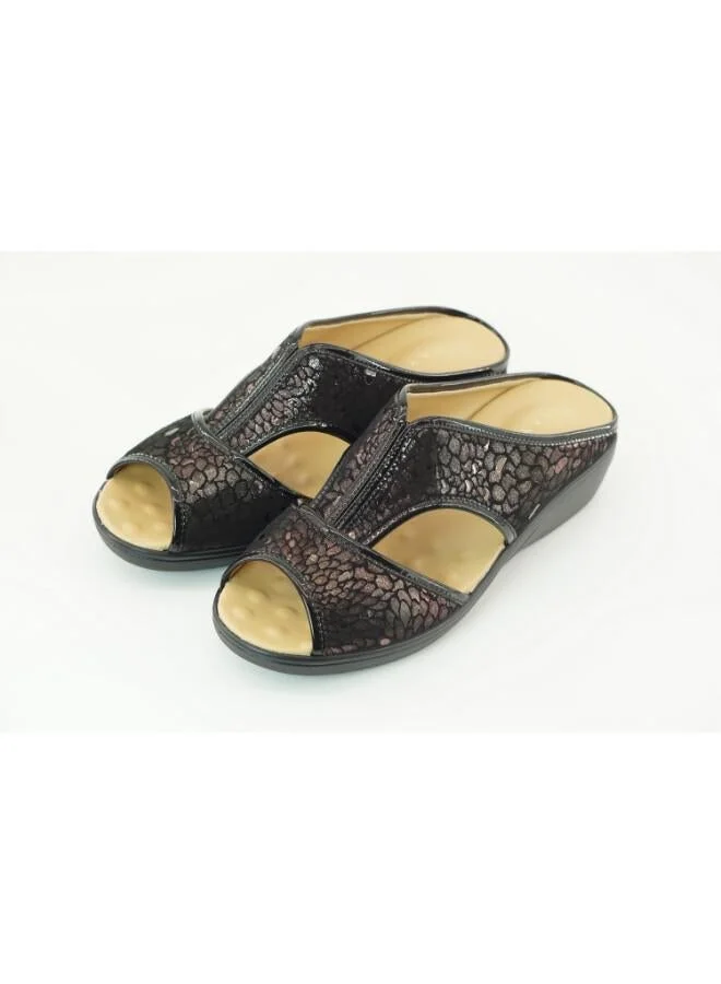 ZAYNA 221-3171 Zayna Ladies Low Wedge Heel Slides 2418-252 Pewter
