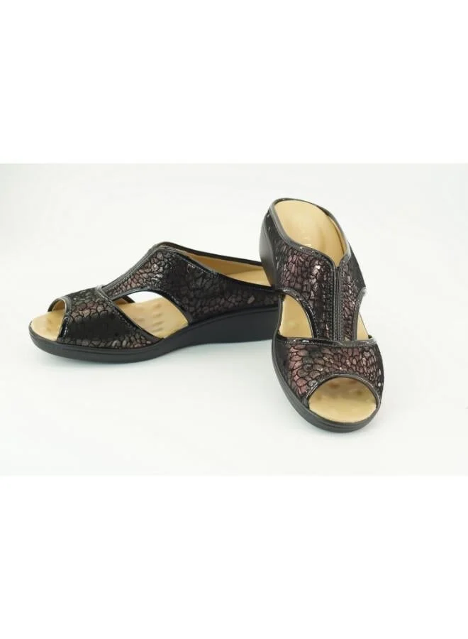 Zayna Pewter 221-3171 Zayna Ladies Low Wedge Heel Slides 2418-252 Pewter for Women | Best Price UAE
